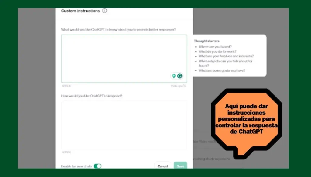 Instrucciones personalizadas para ChatGPT