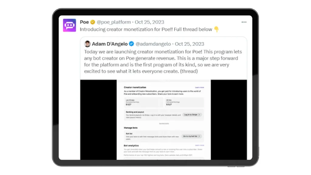 Programa de monetización para creadores de Poe